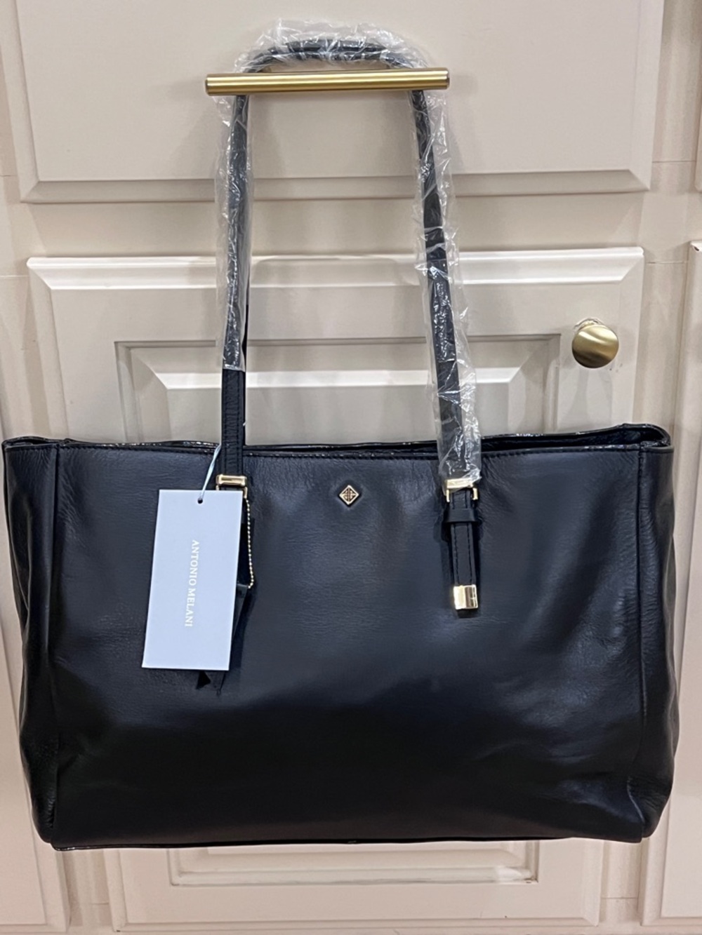 Genuine Leather Black Tote Bag by Antonio Melani - Picture 2 of 8